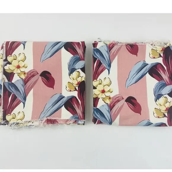 Pink Mauve Barkcloth Era Vintage Curtain Drape Upholstery Fabric Pieces 2 Magent - Picture 4 of 11